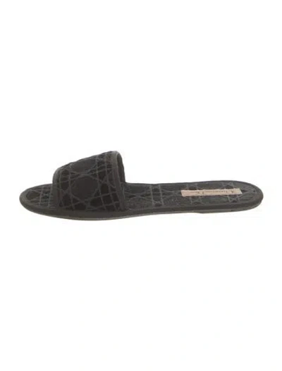 Pre-owned Dior Cannage Pattern Velvet Slides In Black
