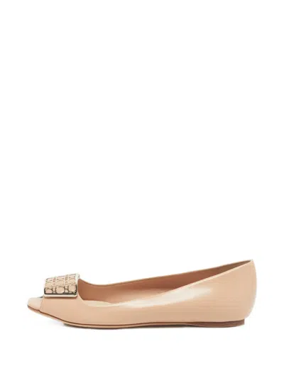 Pre-owned Dior Cannage Plaque Ballet Flats In Neutral