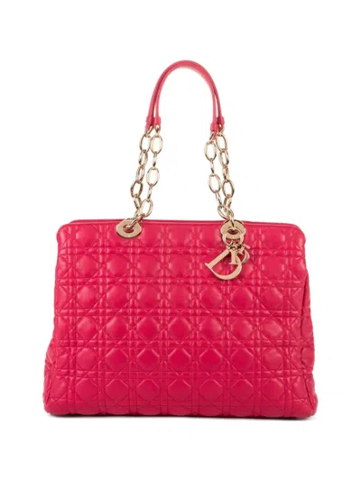 Pre-owned Dior Cannage Quilted Chain-strap Tote Bag In Pink