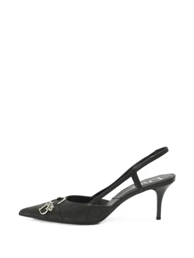 Pre-owned Dior Cannage Quilted Slingback Sandals In Black