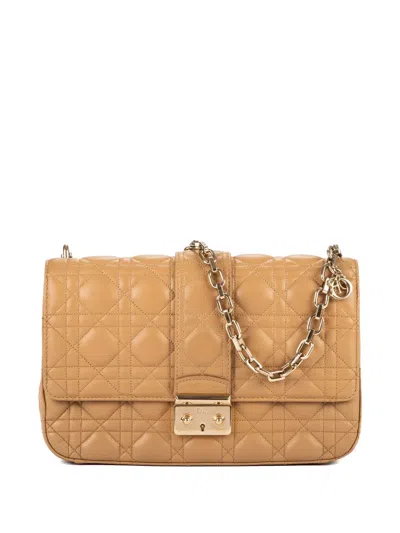 Pre-owned Dior Cannage-quilting Chain Shoulder Bag In Neutral