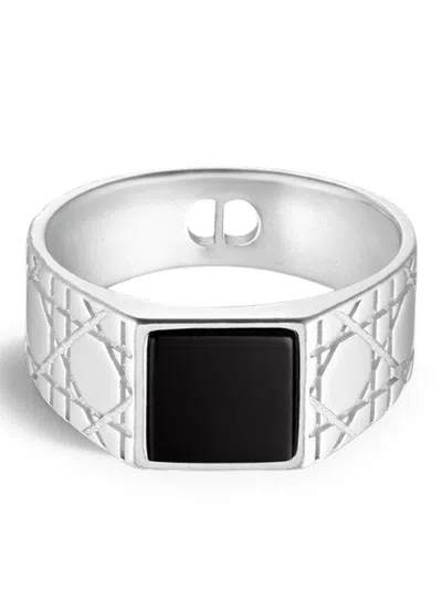 Dior Cannage Signet Ring In Metallic