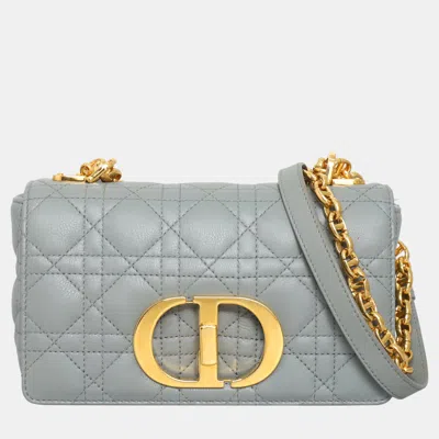 Pre-owned Dior Cannage Small Caro Bag In Gray