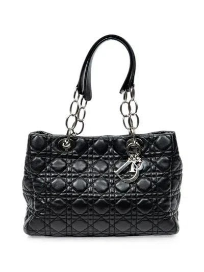 Pre-owned Dior Cannage Soft Tote Bag In Black