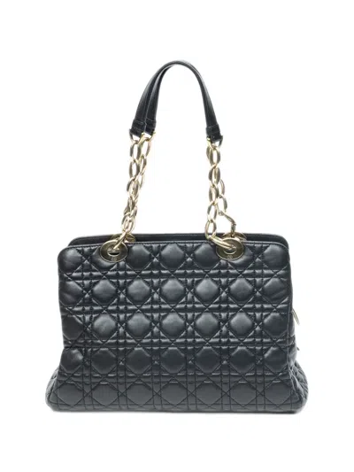 Pre-owned Dior Cannage Tote Bag In Black
