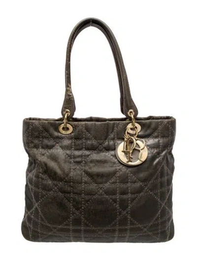 Pre-owned Dior Cannage Tote Vintage In Gray