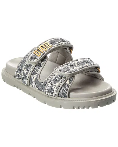 Dior Logo Leather Sandal In Gray