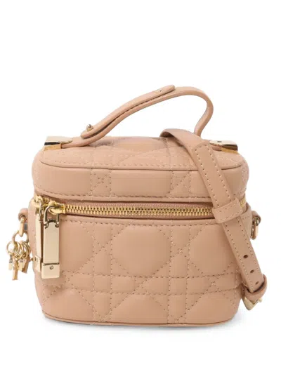 Pre-owned Dior Cannage Vanity Bag In Neutrals