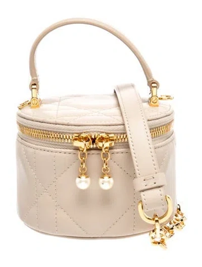 Pre-owned Dior Cannage Vanity Case Mini In Neutral
