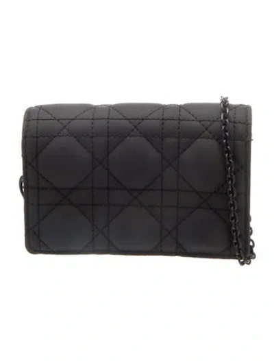 Pre-owned Dior Cannage Wallet On Chain Mini In Black