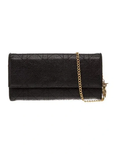 Pre-owned Dior Cannage Wallet On Chain Mini In Black