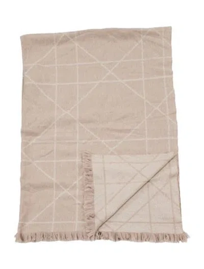 Pre-owned Dior Cannage Wool Throw Blanket In Neutrals