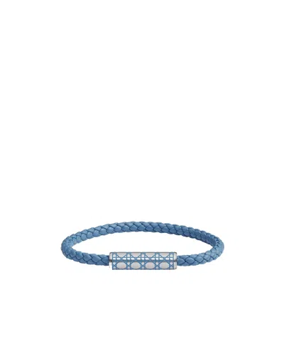 Dior Cannage Woven Leather Bracelet In Black