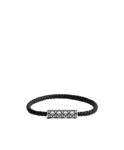 Dior Cannage Woven Leather Bracelet In Yellow