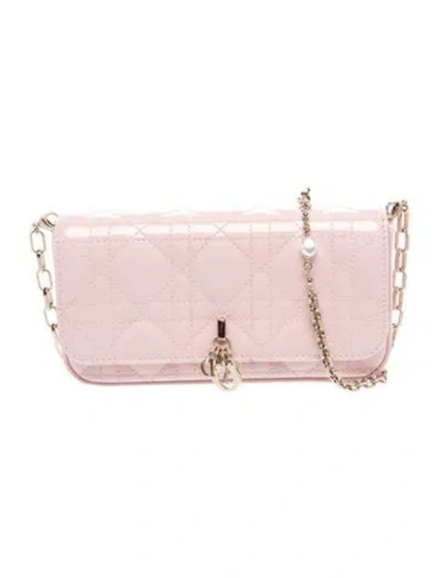 Pre-owned Dior Cannage Y  Talk Phone Pouch In Pink
