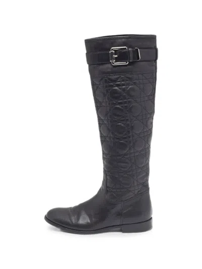 Pre-owned Dior Cannage-quilted Buckle-detail Boots In Black