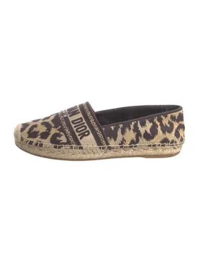 Pre-owned Dior Canvas Animal Print Espadrilles In Neutrals