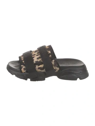 Pre-owned Dior Canvas Animal Print Slides In Black