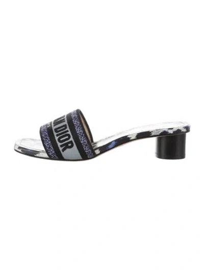Pre-owned Dior Canvas Animal Print Slides In Black