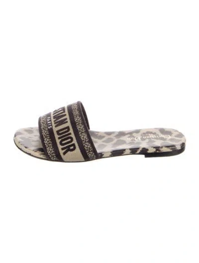 Pre-owned Dior Canvas Animal Print Slides In Brown