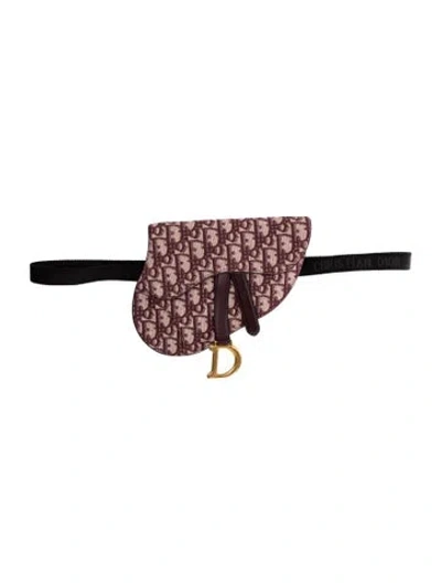 Pre-owned Dior Canvas Belt Bag In Burgundy