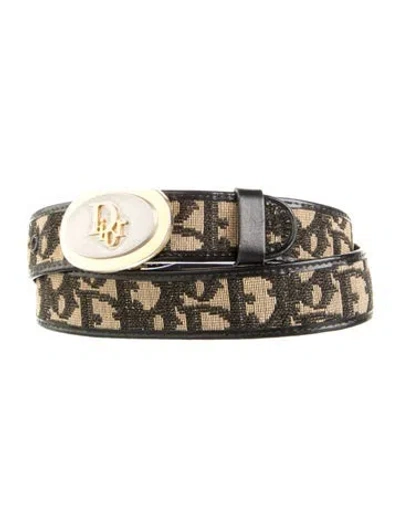 Pre-owned Dior Canvas Belt In Black