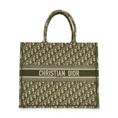Pre-owned Dior Canvas Book Tote In Green