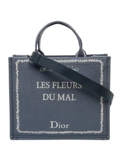 Pre-owned Dior Canvas Book Tote Medium 2025 In Blue
