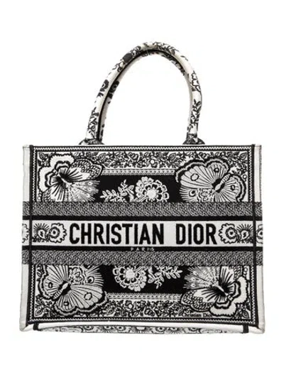 Pre-owned Dior Canvas Book Tote Medium In Black