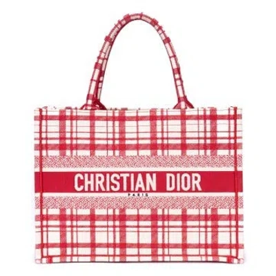 Pre-owned Dior Canvas Book Tote In Red