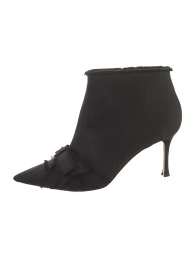 Pre-owned Dior Canvas Bow Accents Boots In Black