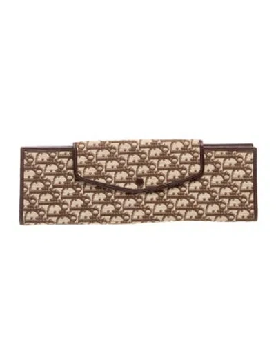 Pre-owned Dior Canvas Clutch Medium In Brown/neutrals
