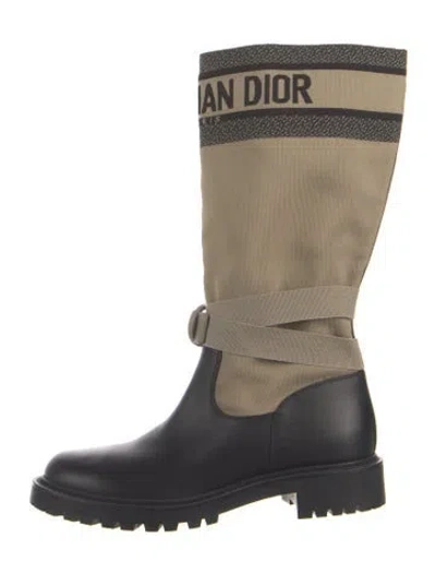 Pre-owned Dior Canvas Colorblock Pattern Boots In Brown