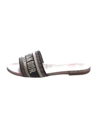 Pre-owned Dior Canvas Colorblock Pattern Slides In Neutrals