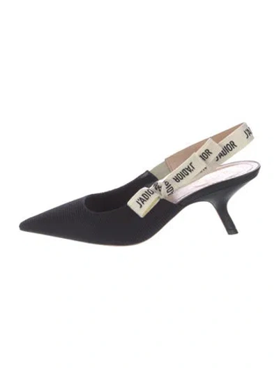 Pre-owned Dior Canvas Colorblock Pattern Slingback Pumps In Black
