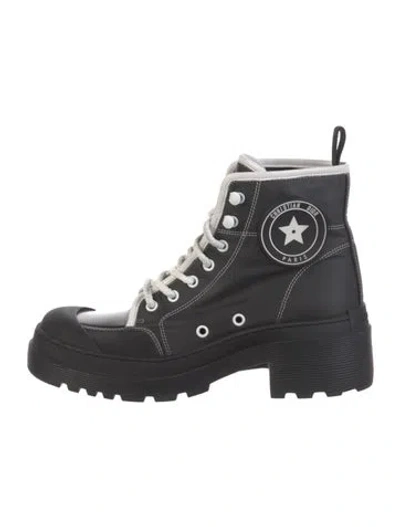 Pre-owned Dior Canvas Combat Boots In Multi