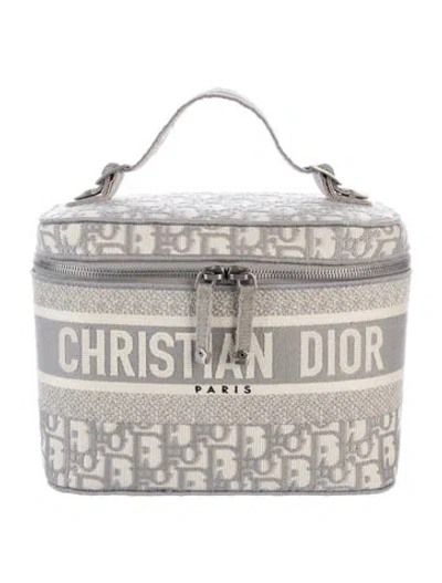 Pre-owned Dior Canvas Cosmetic Bag In Gray