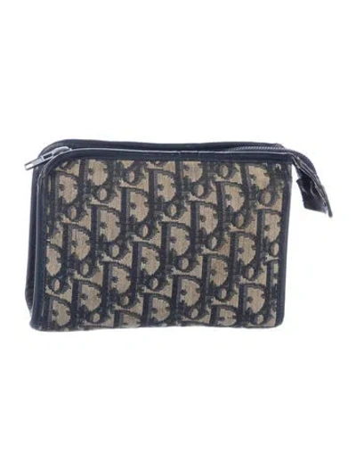 Pre-owned Dior Canvas Cosmetic Pouch In Blue