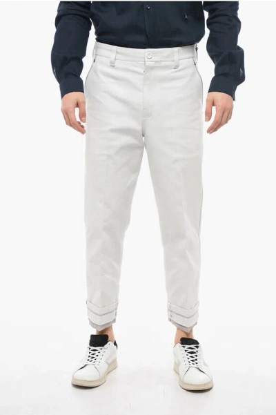 Dior Canvas Cropped Trousers With Cuffs In White