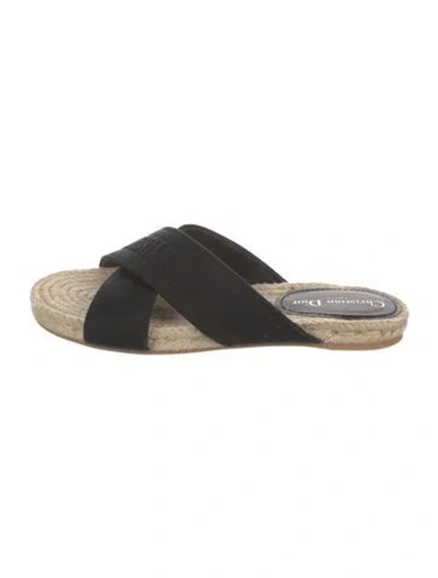 Pre-owned Dior Canvas Cutout Accent Espadrilles In Black