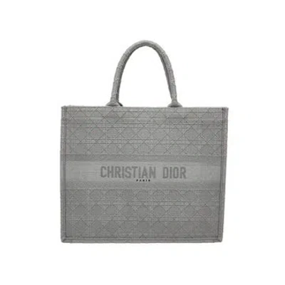 Pre-owned Dior Canvas  Book Tote Large W/ Tags In Gray