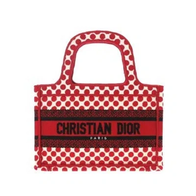 Pre-owned Dior Canvas Amour Book Tote Mini In Red