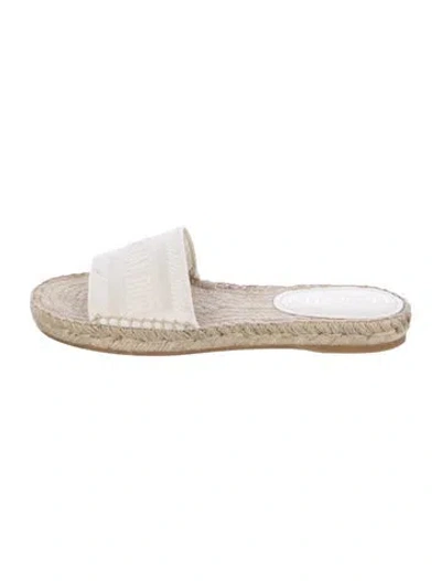 Pre-owned Dior Canvas Embroidered Accent Espadrilles In Neutral