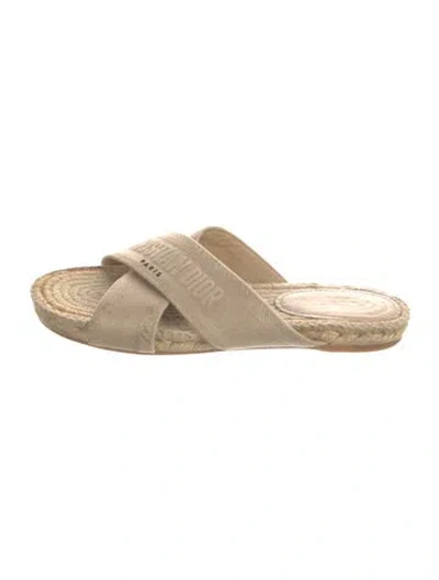 Pre-owned Dior Canvas Embroidered Accent Espadrilles In Neutrals