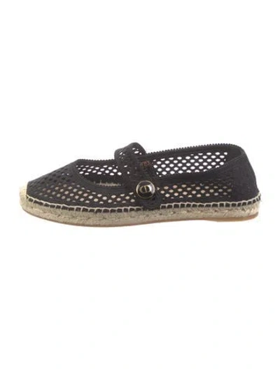 Pre-owned Dior Canvas Embroidered Accent Mary Jane Flats In Black