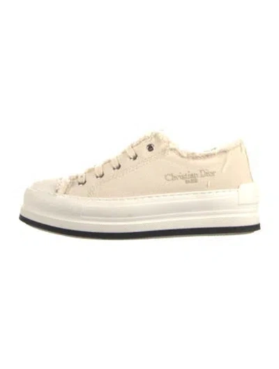 Pre-owned Dior Canvas Embroidered Accent Sneakers In Neutral