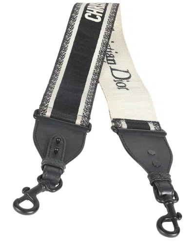 Dior Canvas Embroidered Shoulder Strap (authentic Pre-loved) In Black