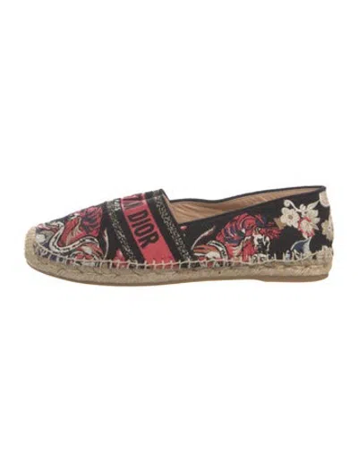 Pre-owned Dior Canvas Floral Print Espadrilles In Black