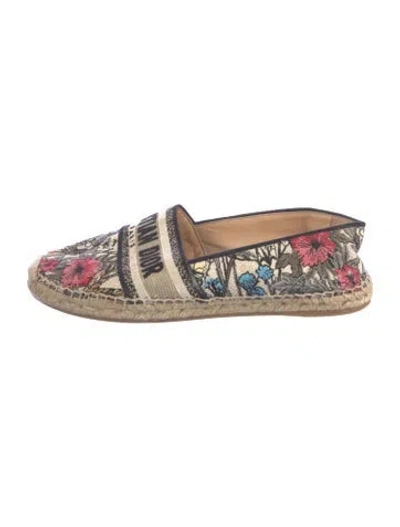 Pre-owned Dior Canvas Floral Print Espadrilles In Black/neutrals
