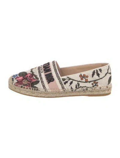Pre-owned Dior Canvas Floral Print Espadrilles In Neutrals